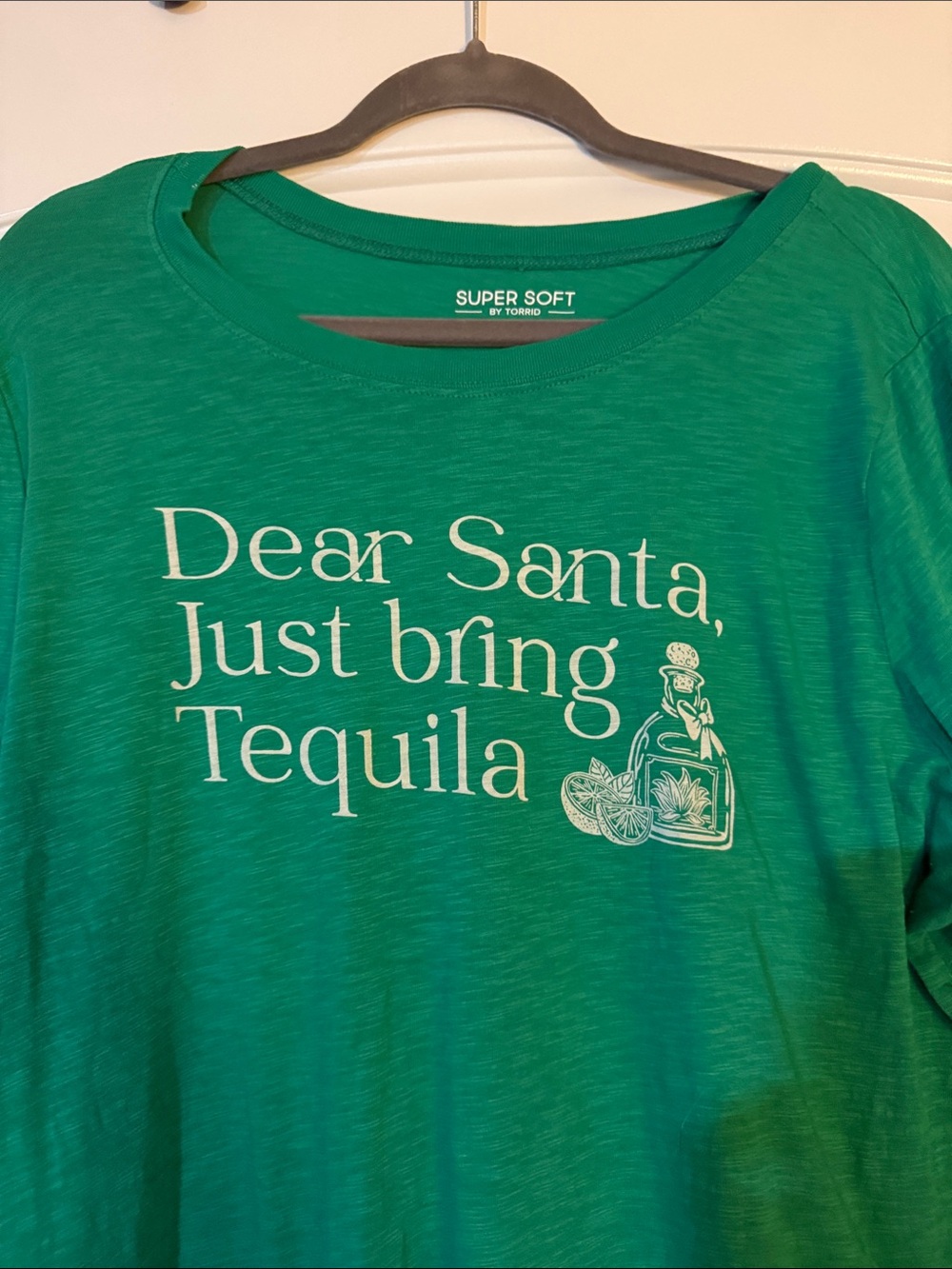 torrid Green Long Sleeve Tee with White Holiday Tequila Graphic